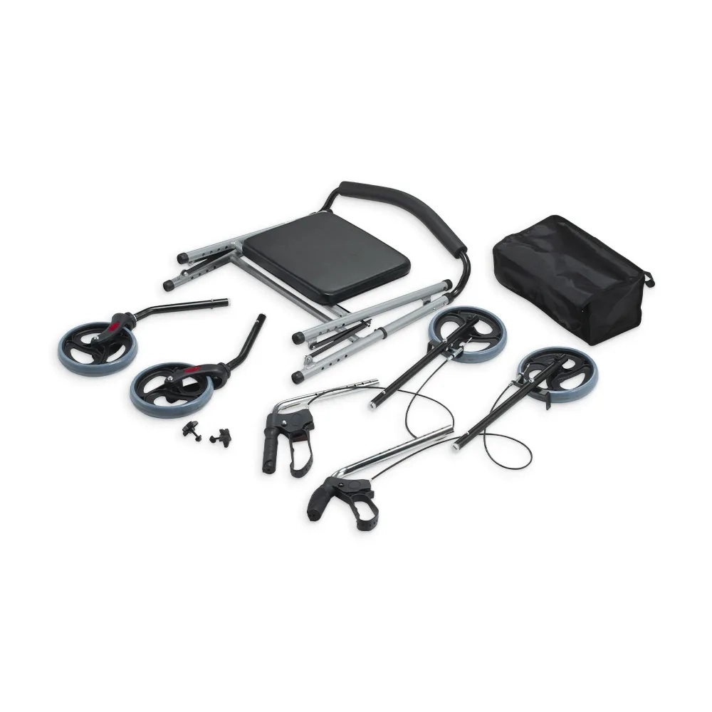 Andador de Alumínio Dobrável 4 Rodas com Assento D12 Dellamed 5