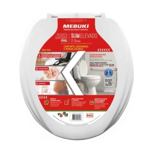 ASSENTO SANITÁRIO OVAL ELEVADO 7,5CM COM TAMPA